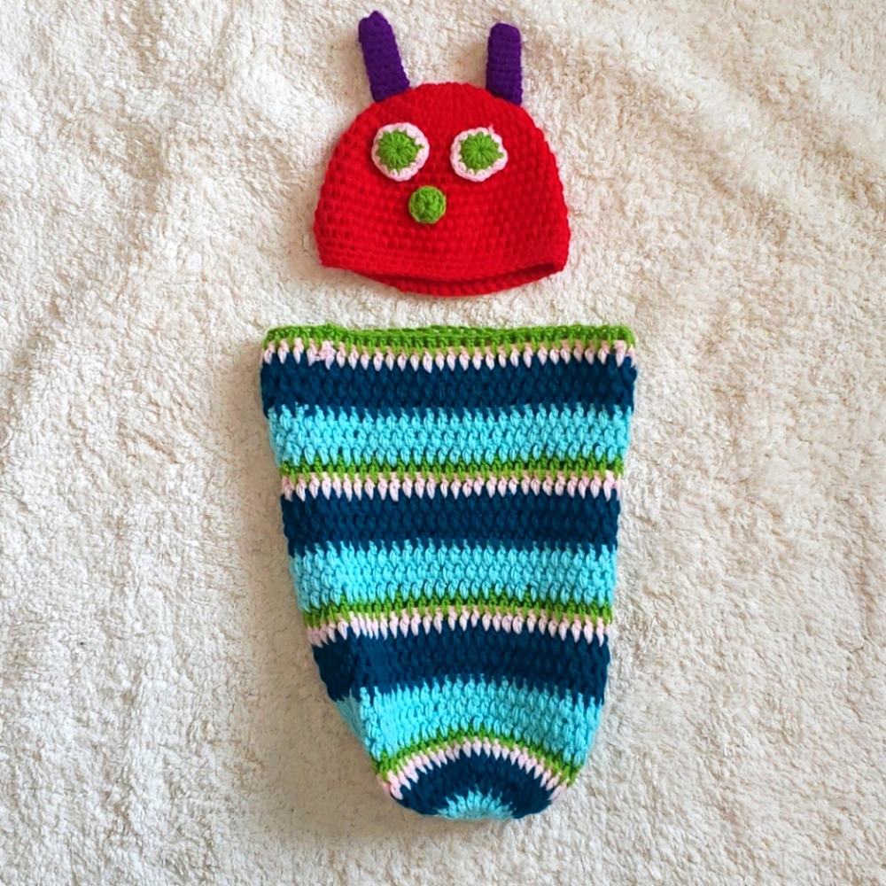 Very Hungry Caterpillar knit infant picture outfit